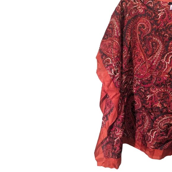 Talbots Silk Poncho Top Womens Sz S/ M Rust Orange Paisley Scarf - Picture 4 of 9